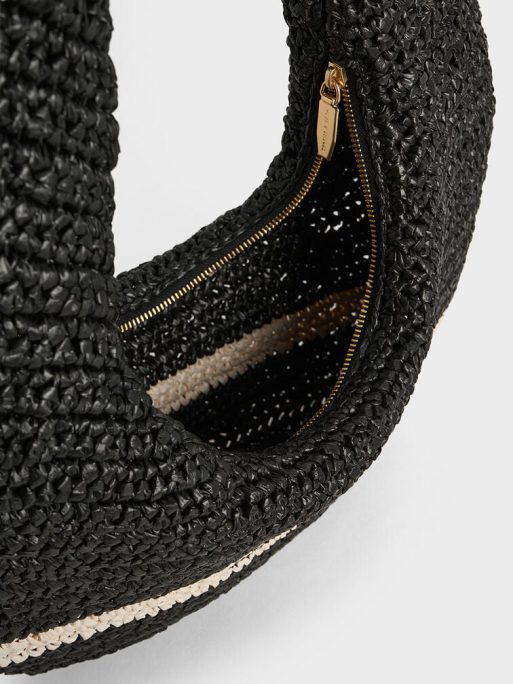 C&K Allegra Knitted Slouchy Hobo Bag - Black - Image 5