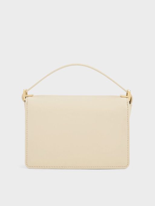 C&K Leather & Raffia Boxy Bag - Beige - Image 3