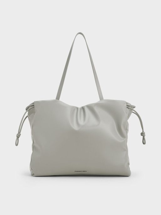 C&K Bethel Ruched Drawstring Tote Bag - Grey
