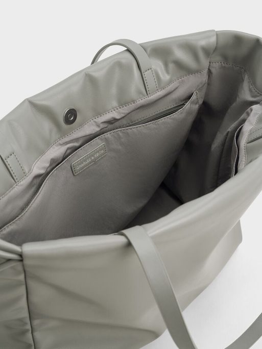 C&K Bethel Ruched Drawstring Tote Bag - Grey - Image 5