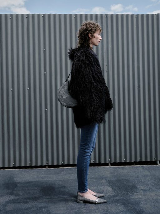 C&K Denim Asymmetrical Saddle Bag - Dark Grey - Image 6