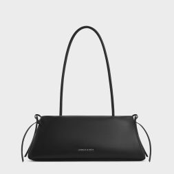 Tas Bahu Trapeze Elongated Hazel Bow - Noir