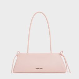 Tas Bahu Trapeze Elongated Hazel Bow - Soft Pink