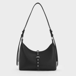 Lark Studded Belted Shoulder Bag - Noir