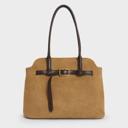 Tote Bag Trapeze Belted Victoria Recycled Suede - Sahara Sand