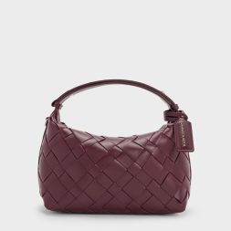 Ivette Woven Shoulder Bag - Wineberry Red