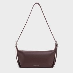 C&K Larsen Buckle-Strap Slouchy Shoulder Bag Plum