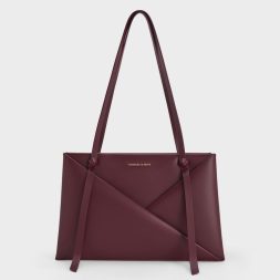 C&K Midori Geometric Tote Bag Wineberry Red