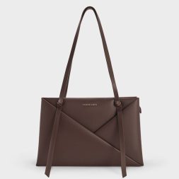 C&K Midori Geometric Tote Bag Espresso Brown