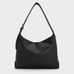 C&K Larsen Buckle-Strap Hobo Bag Noir