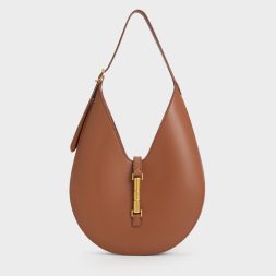 C&K Cesia Metallic Accent Hobo Bag Chocolate