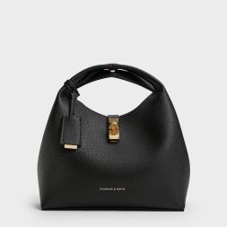 C&K Chance Recycled Leather Bucket Bag Black